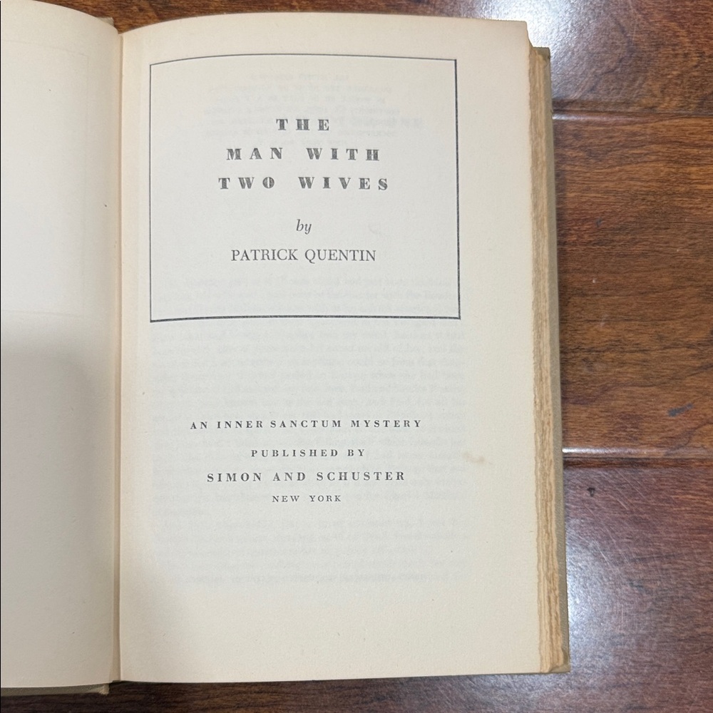 Patrick Quentin 'The Man with Two Wives' Book